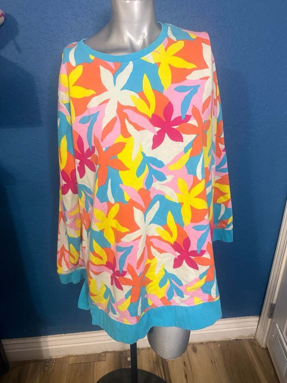 Lands' End Serious Sweats Crewneck Sweatshirt Size 1X Floral